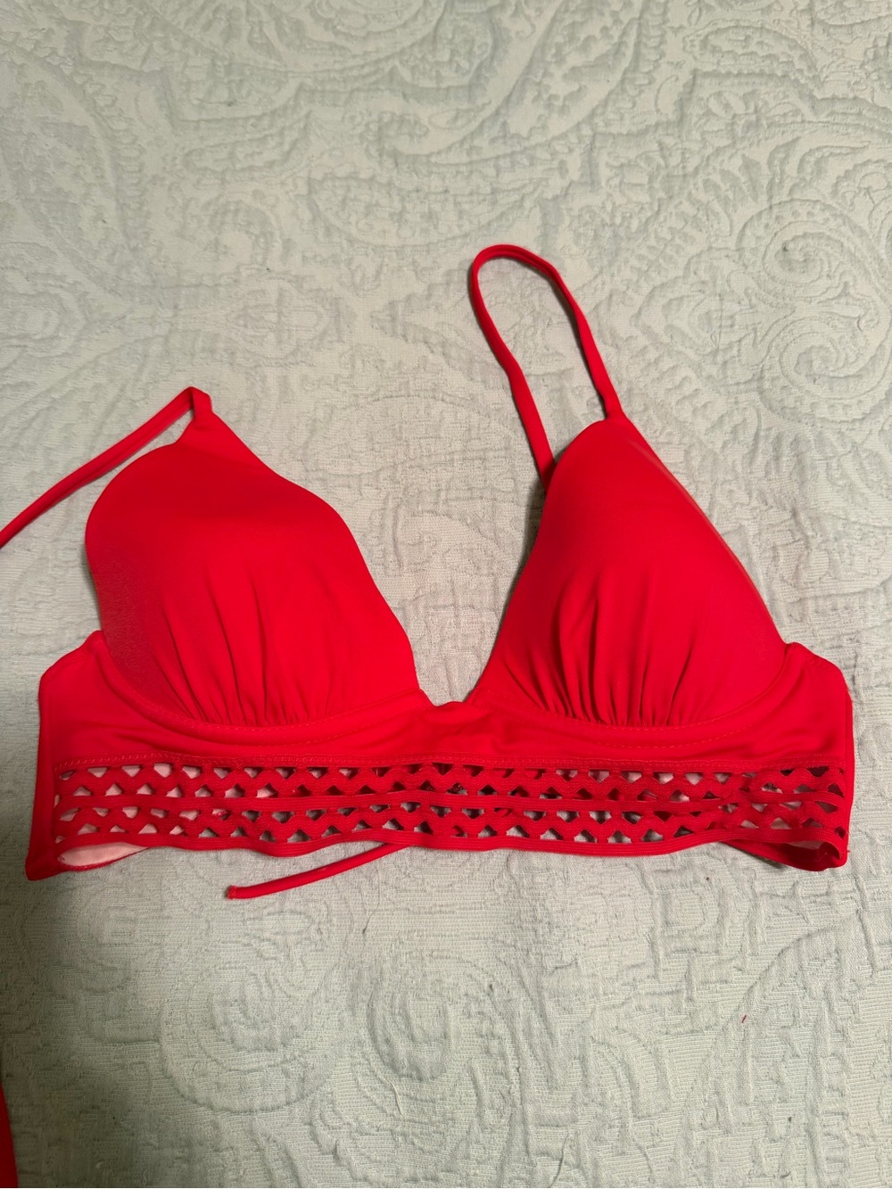 Shade & Shore Red Laser-Cut Bikini Top